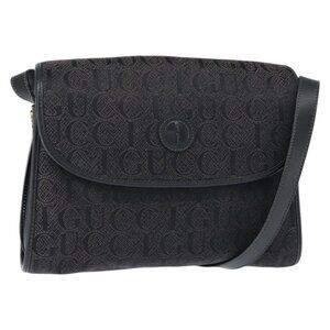Authentic GUCCI Shoulder Bag Nylon Black Gold 001 14 0712